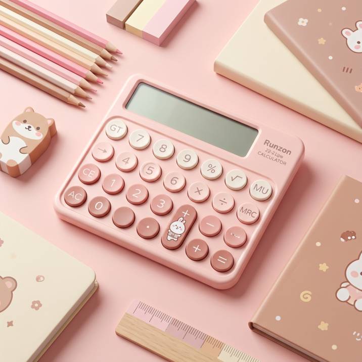 Runzon RZ-821 Pro Cute Desktop Calculator | 12-Digit Display | Dual Power | Retro Button Design