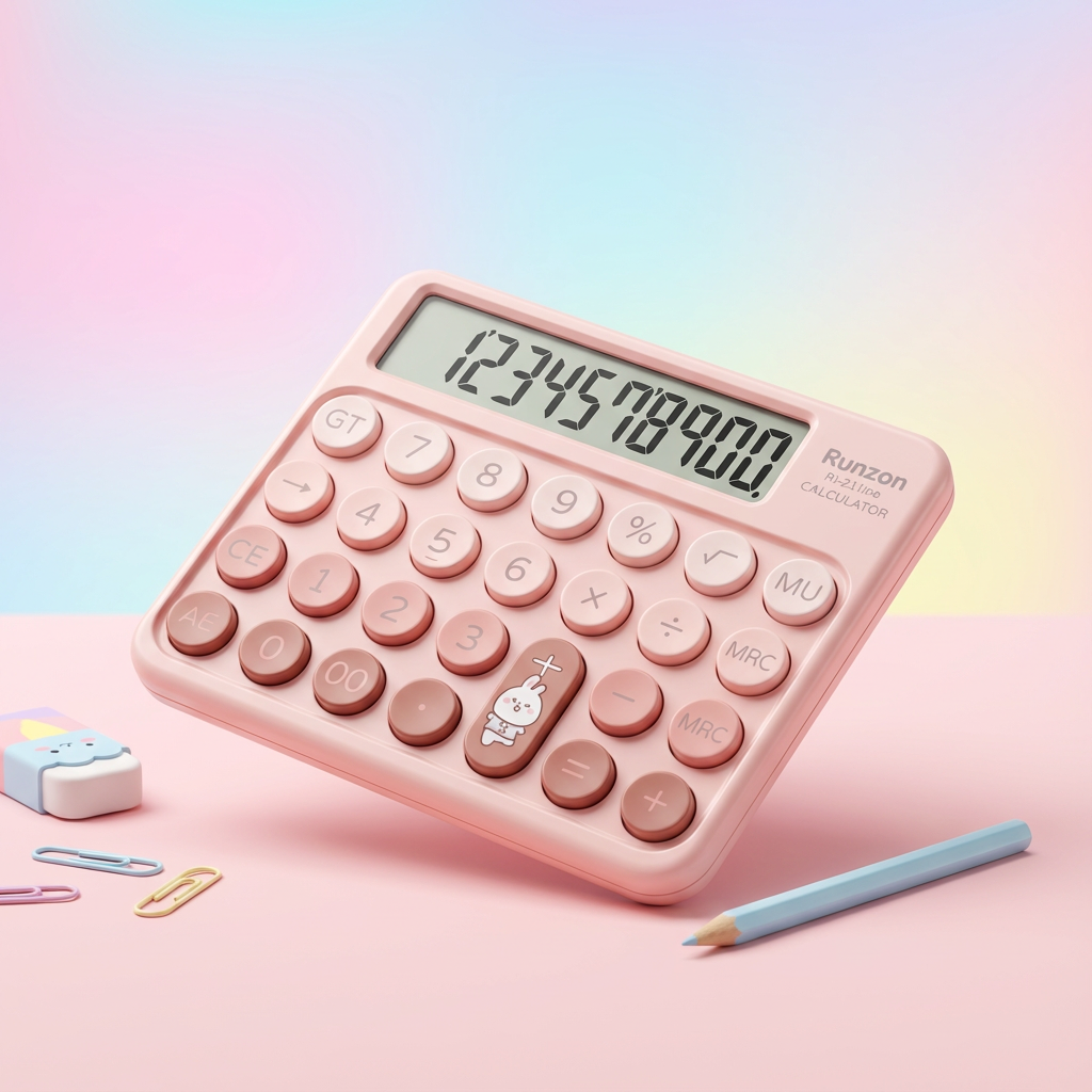 Runzon RZ-821 Pro Cute Desktop Calculator | 12-Digit Display | Dual Power | Retro Button Design