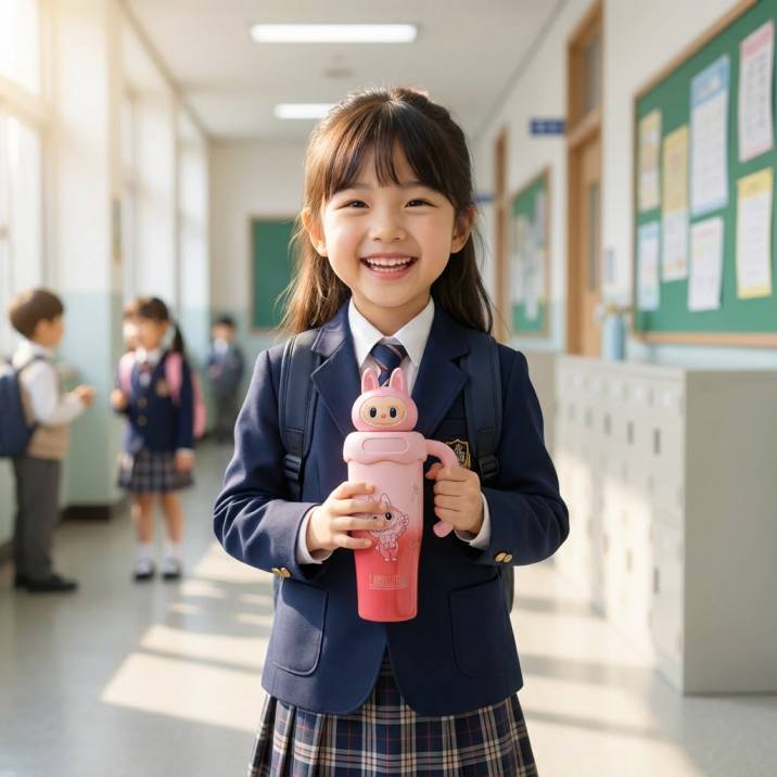 Labubu Cute Thermos Cup for Kids | 850 ml Insulated Water Bottle with Handle