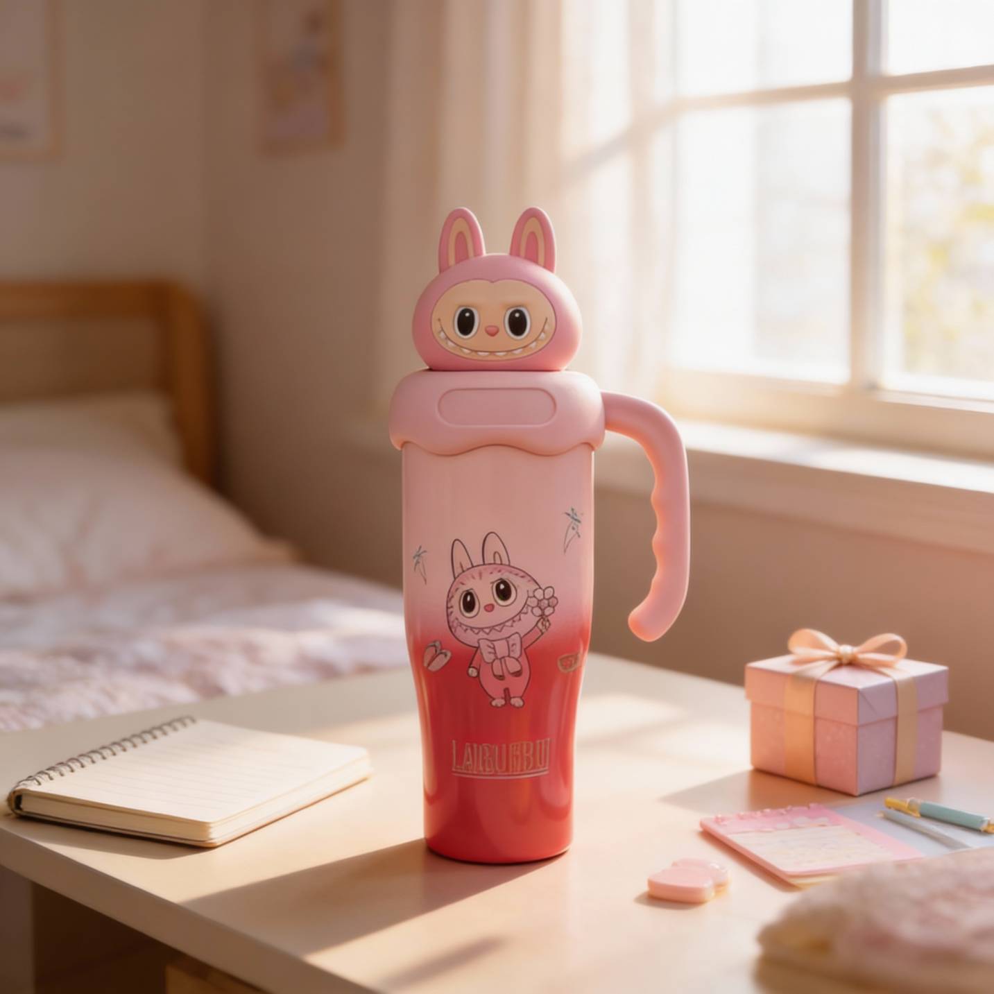 Labubu Cute Thermos Cup for Kids | 850 ml Insulated Water Bottle with Handle