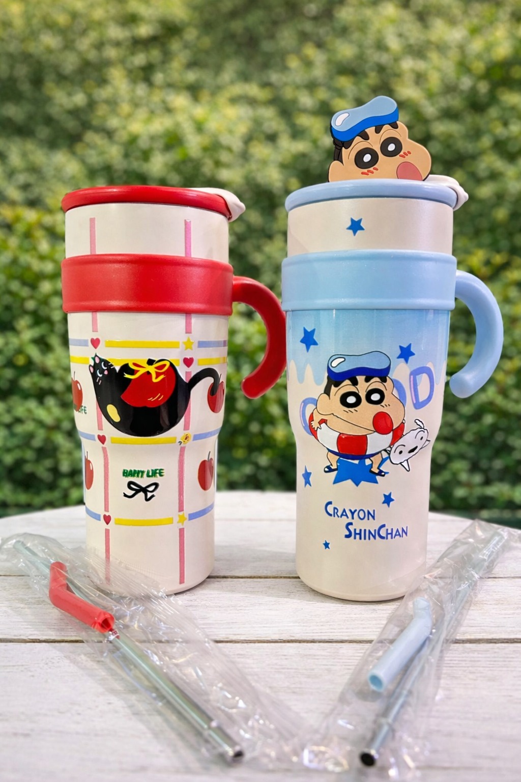 Printed Travel Mug with Handle and Steel Straw 1200 ML