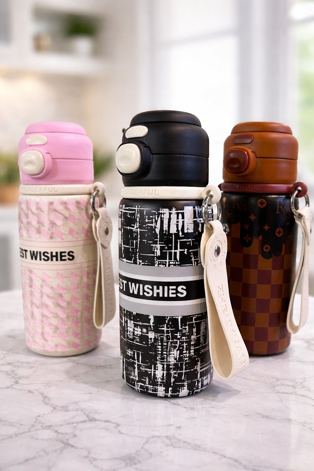 Best Wishes Printed Water Bottle 500 ML with Strap