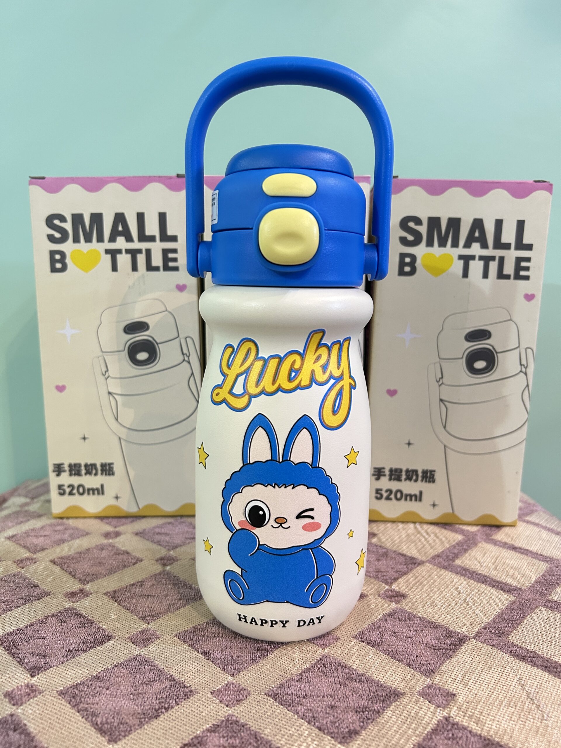 Cute Cartoon Water Bottle 520 ML with Handle